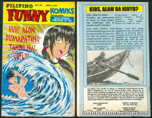 1st picture of 2001 PILIPINO FUNNY KOMIKS For Children TOMAS EN KULAS Comics # 1191 For Sale in Cebu, Philippines