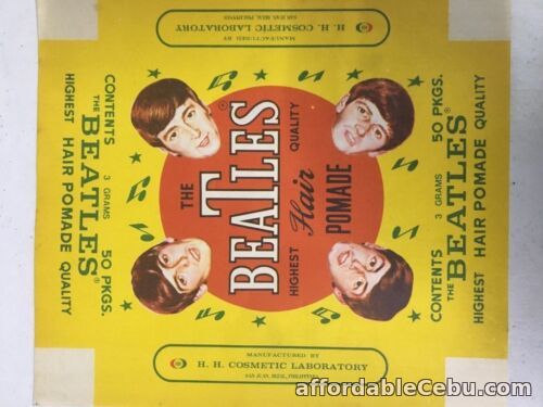 1st picture of 60's BEATLES Pomade Box Wrapper 8x9 MINT For Sale in Cebu, Philippines
