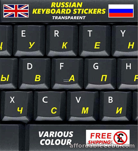 1st picture of Russian Keyboard Stickers Transparent YELLOW Letters Computer Laptop Antiglare + For Sale in Cebu, Philippines