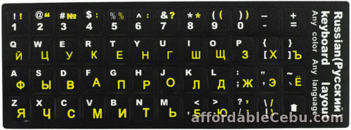 1st picture of Russian-English Keyboard Stickers for Laptop Computer MacBook - YELLOW Letters For Sale in Cebu, Philippines