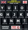 LARGE English Keyboard Stickers UK White Letters Visually Impaired Children +