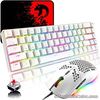 RGB Keyboard and Mouse Gaming White, 68 Keys Red Switch 60% Mini Chroma
