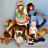 Vintage Hard Plastic Celluloid Kadar Wooden Doll Lassie 1Dog and Accessories Lot