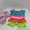 Build A Bear Dance Shirt, Lime Leggings With Pink Skirt & Ballet Slippers