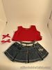 Build A Bear Red Sleeveless Top, Denim Skirt & Ear Bows