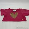 Build A Bear Pink T Shirt With Heart ( Note Discolouration On Front)