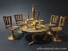 Dolls house miniatures - table, 4 chairs, 3 cups & urn - gold tone