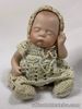 German 1950s Dollhouse Porcelain doll baby 6 inches crochet romper bonnet