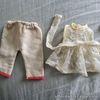 ANTIQUE DOLLS CLOTHES FRENCH WOVEN PANTS & EMBROIDERED DRESS SASH SML DOLL/TEDDY