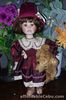 Porcelain Vintage Doll Bear Glass Eyes Victorian Dress Leather Shoes Original