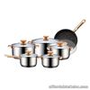 KV-1001 Cookware Set Capsule Induction Bottom with Marble Coating Pan (Gold)