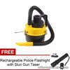 Wet and Dry Portable Car Vacuum Cleaner (Yellow) with Rechargeable Flashlight