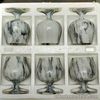 Decorative ORIENTAL Marble GOBLET Wine Glass Collection 6 Pieces Set Grey White
