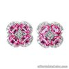 NATURAL Pink TOPAZ & CZ Round 925 Sterling Silver Flower Earrings 5x3mm
