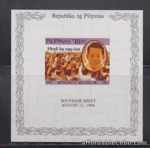 1st picture of Philippine Stamp 1986 Benigno Aquino Jr. souvenir sheet, MNH For Sale in Cebu, Philippines