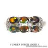 NATURAL Fire Multicolor Black OPAL & Sparkly CZ 925 STERLING SILVER RING S8.0