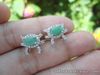 NATURAL EMERALD & White CZ STERLING 925 SILVER EARRINGS Ribbon Design