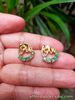 Natural 2.5mm Green EMERALD Stones 925 Silver LOVE EARRINGS Goldtone