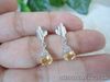 Natural Golden Yellow CITRINE & WHite CZ Stones Sterling 925 Silver EARRINGS