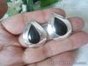 Vintage Sterling Silver Natural Black Onyx Teardrop 5.5g Post Earrings ChunKy