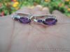 Natural Purple AMETHYST & White CZ Sterling 925 Silver EARRINGS