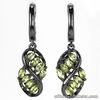 EXCELLENT! GREEN PERIDOT MARQUISE FACET STERLING 925 SILVER BLACK EARRINGS