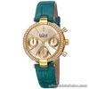 New Women's Burgi BUR129GN Diamond Swiss Multifunction Green Leather Strap Watch