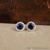 1.26 CTW Diamond w/ Blue Sapphire Detachable Earrings 18k White Gold E518 sep