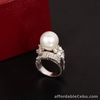 Pearl Ring with 3.27 Carat Total Weight Diamond 14K White Gold R82