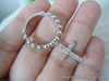 Sterling Silver - DESIGNER Religious Pebbled Dangle Crystal Cross 3.0g Ring S6.0