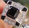 Natural 6.0 Cts Art Deco Black SPINEL & W TOPAZ 925 Sterling Silver RING S7.5