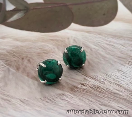 1st picture of SALE‼️10.36 CTW Malachite Earrings 18k White Gold E662 sep For Sale in Cebu, Philippines