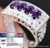 Natural 2.50Cts AMETHYST & White TOPAZ 925 Sterling Silver RING S7.5 ChunKY BOLD