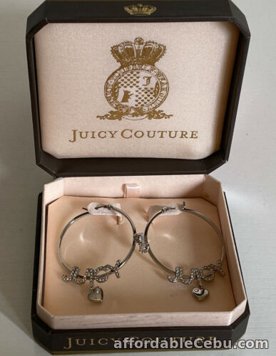 1st picture of NEW! JUICY COUTURE SIGNATURE LOGO SILVER HOOP FASHION JEWELRY EARRINGS $52 SALE For Sale in Cebu, Philippines