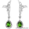 Natural GREEN CHROME DIOPSIDE & WHITE CZ 925 STERLING SILVER EARRINGS