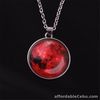 Moon Necklace Round Glow in the Dark Necklace (Red)