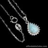 Natural LARIMAR 8x6mm & White CZ STERLING SILVER Pendant Necklace 18"