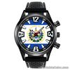 El Salvador Country Flag Mens Style Black Silicone Band Quartz Wrist Watch SF68