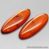 7.01 Carats Pair Natural Rich Orange AMBER Poland Marquise Cabochon 30x12mm