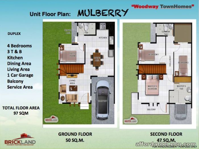 2nd picture of 4 bedroom affordable house, Mulberry, Woodway Townhomes, Talisay Cebu For Sale in Cebu, Philippines