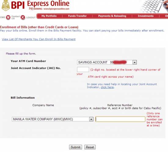 Picture of How to Pay Water Bill (Manila Water Company) Through BPI Online Banking