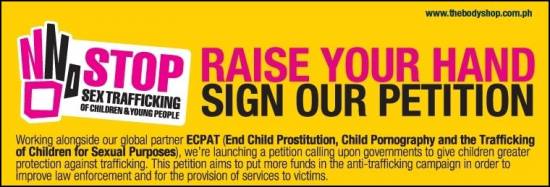 Picture of Petition for Signature Campaign to Stop Sex Trafficking of Children and Young People