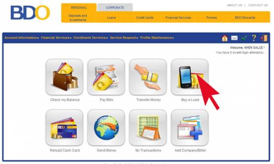 Picture of How to Load Your Phone Using BDO Online Banking