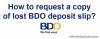 Picture of How to Request or Get Copy of Lost Deposit Slip in BDO?