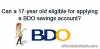 Picture of Can a 17-year old eligible for applying a BDO savings account?