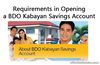 Picture of What are the Requirements in Opening a BDO Kabayan Savings Account?