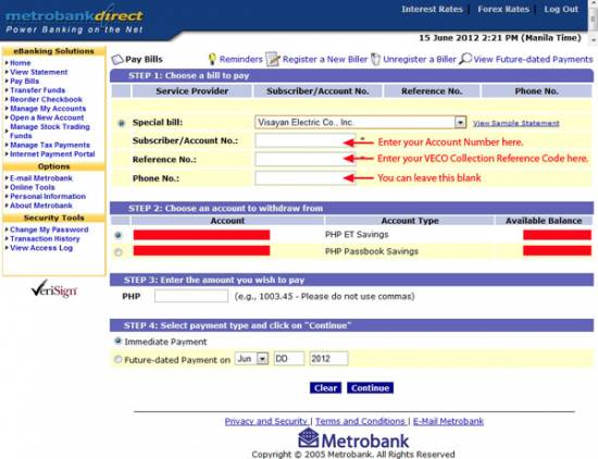 Picture of How to Pay VECO Electric Bill Through Metrobank Online Banking