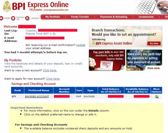 Picture of How to Inquire Account Balance in BPI Online Banking