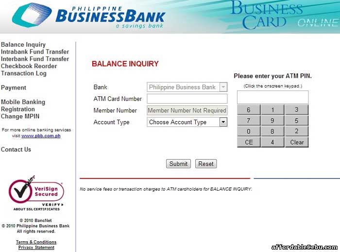 Philippine Business Bank ATM Balance Inquiry Online