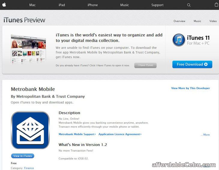 Metrobank Mobile Banking iTunes